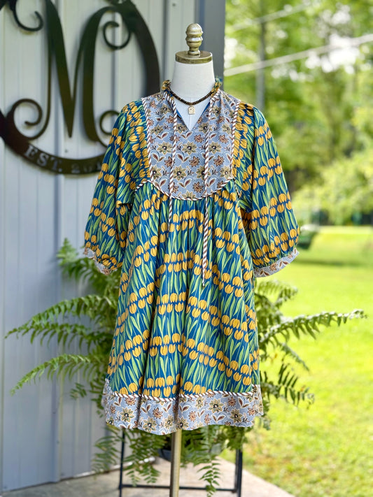 Cricket Boho Mixed Print Dress