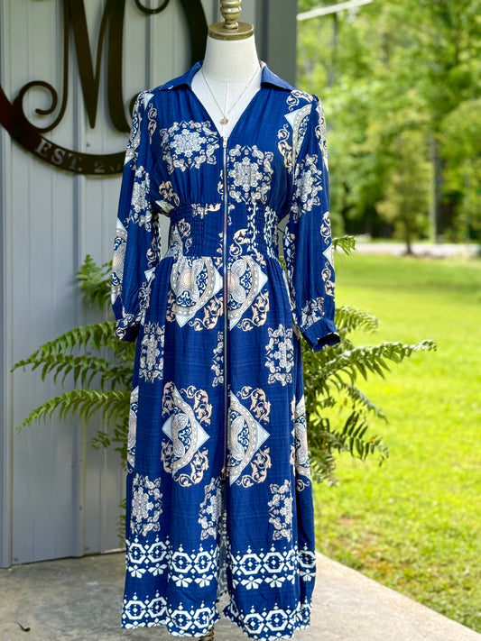 Dani Tile Print Midi Dress