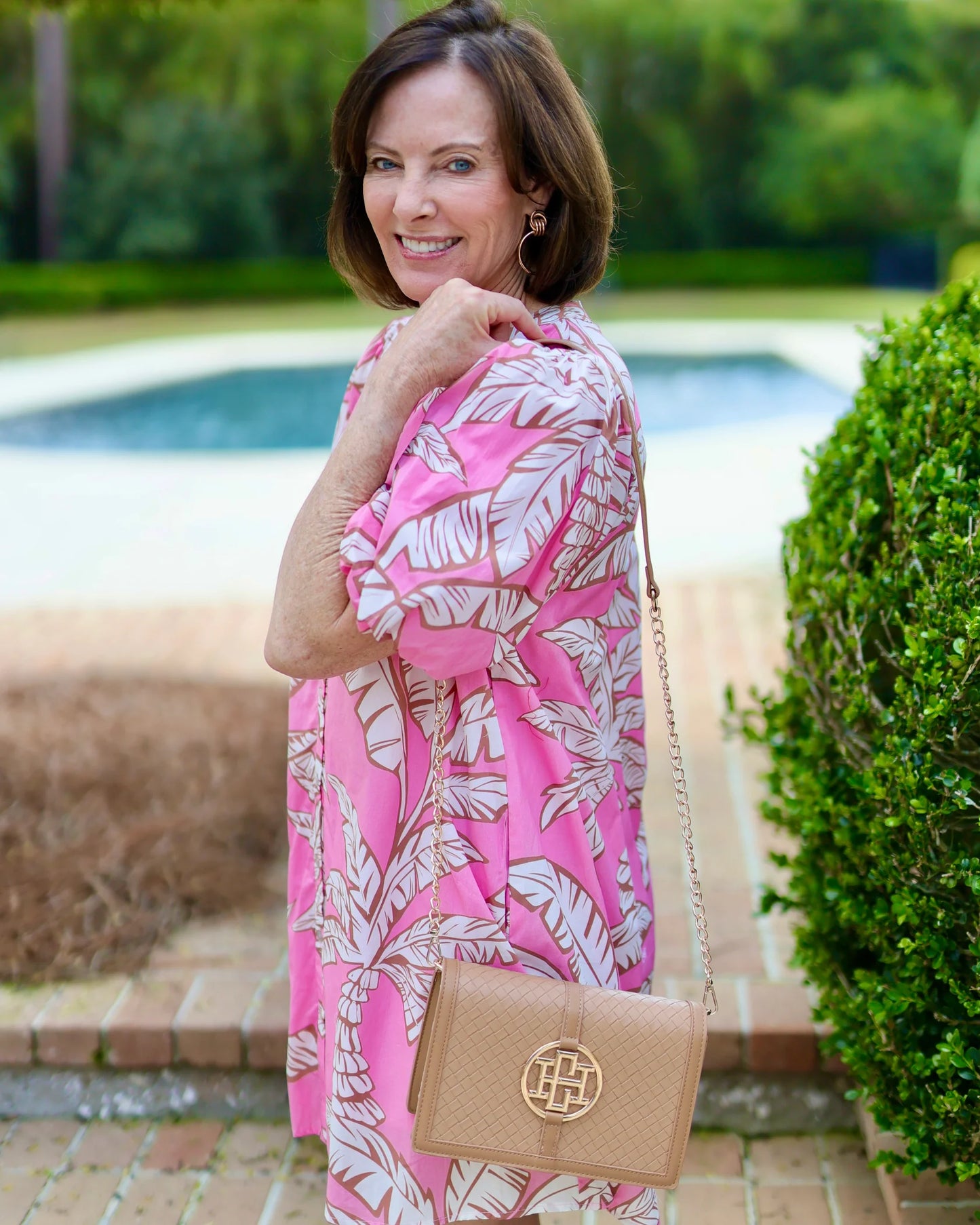 Cecilia Circle Logo Woven Handbag