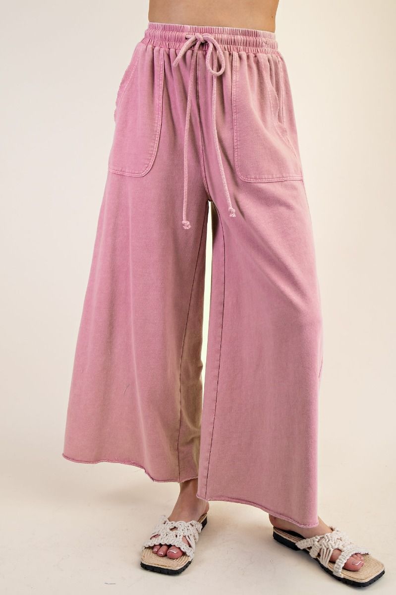 Comfy Mineral Washed Wide Leg Plus Pants