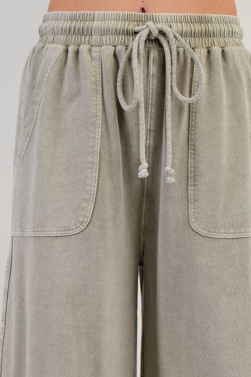 Comfy Mineral Washed Wide Leg Plus Pants