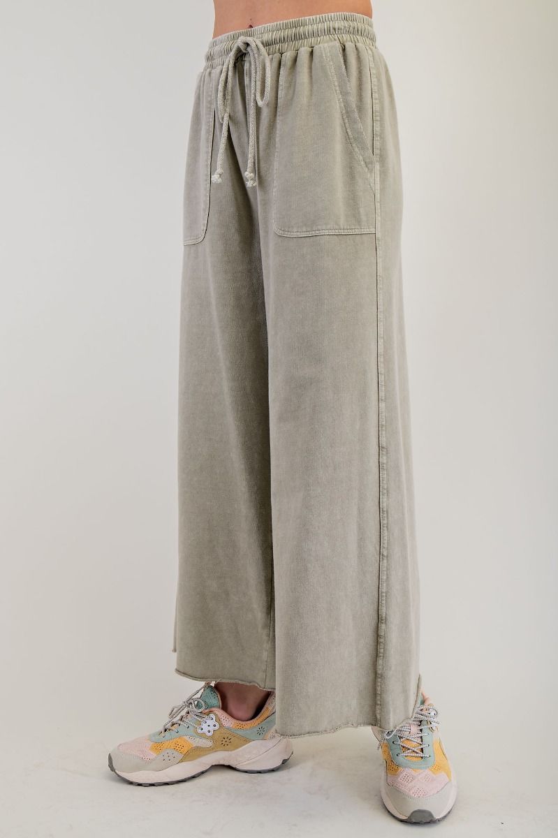 Comfy Mineral Washed Wide Leg Plus Pants