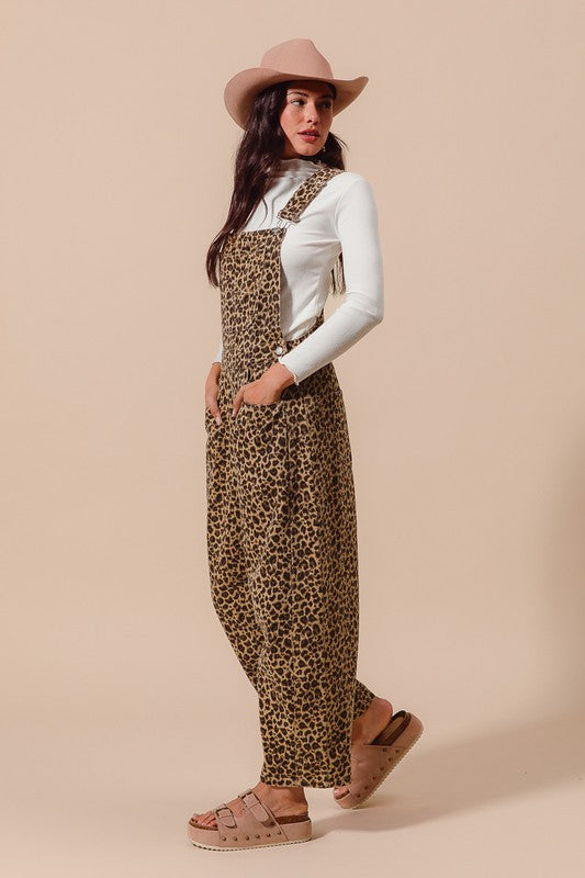 The Leopard Slouchy Overalls