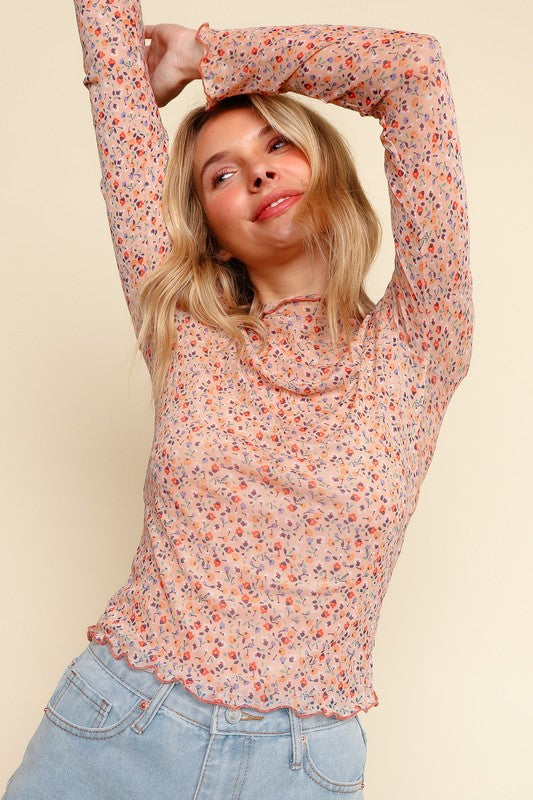 Sweet Floral Mesh Top