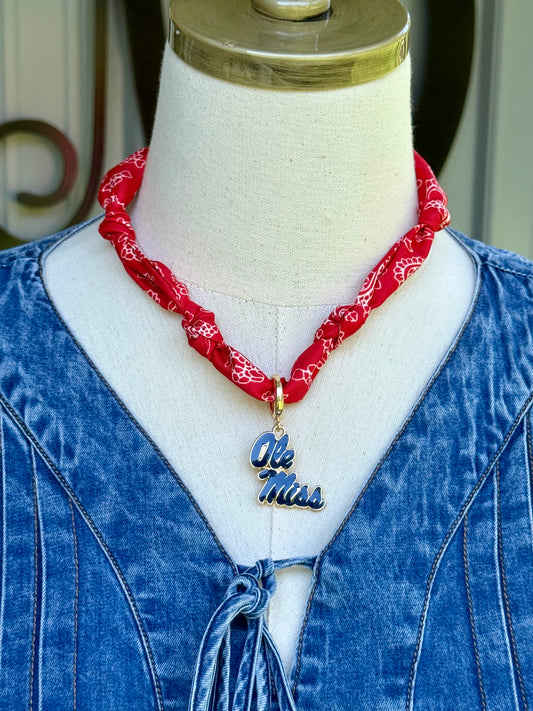 Ole Miss Rebels Logo Bandana Scarf Necklace