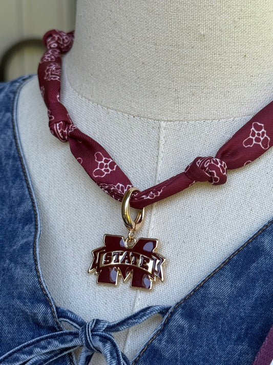 Mississippi State Bulldogs Logo Bandana Scarf Necklace