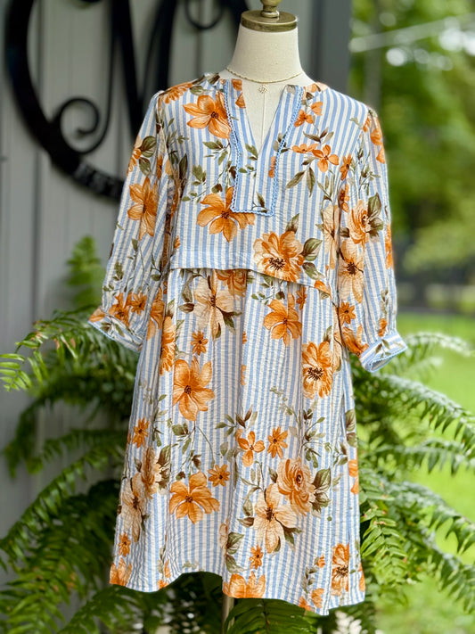 Jolie Striped Floral Dress