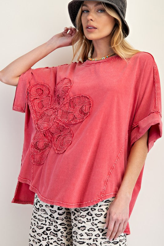 Boho Lace Flower Plus Top