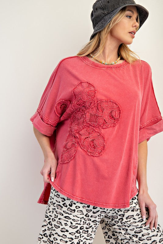 Boho Lace Flower Plus Top