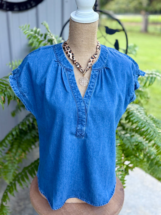The Denim Short Sleeve Top