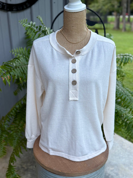 Jolie Ribbed Henley Top