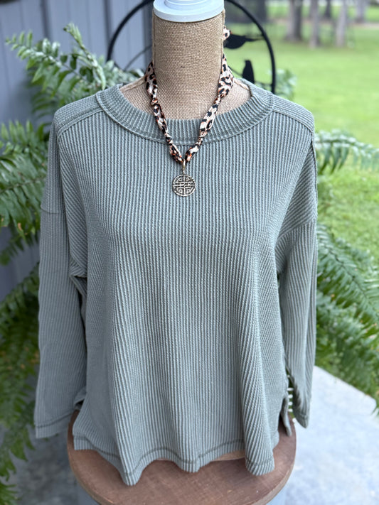 Carly Crew Neck Ribbed Top
