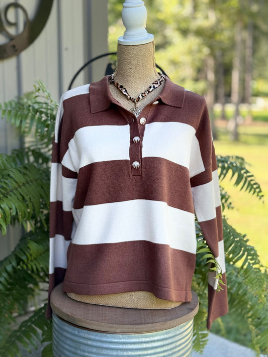 Amy Striped Polo Sweater