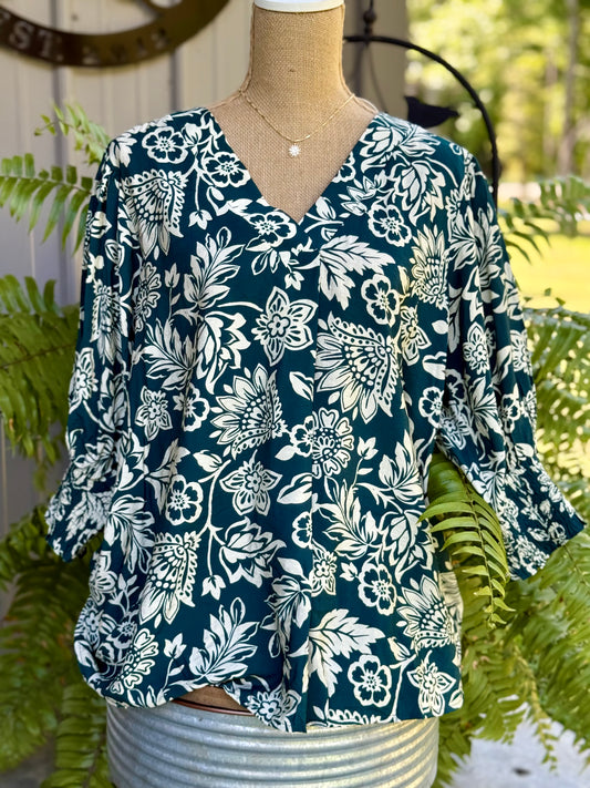 Boho Green Wave Plus Top