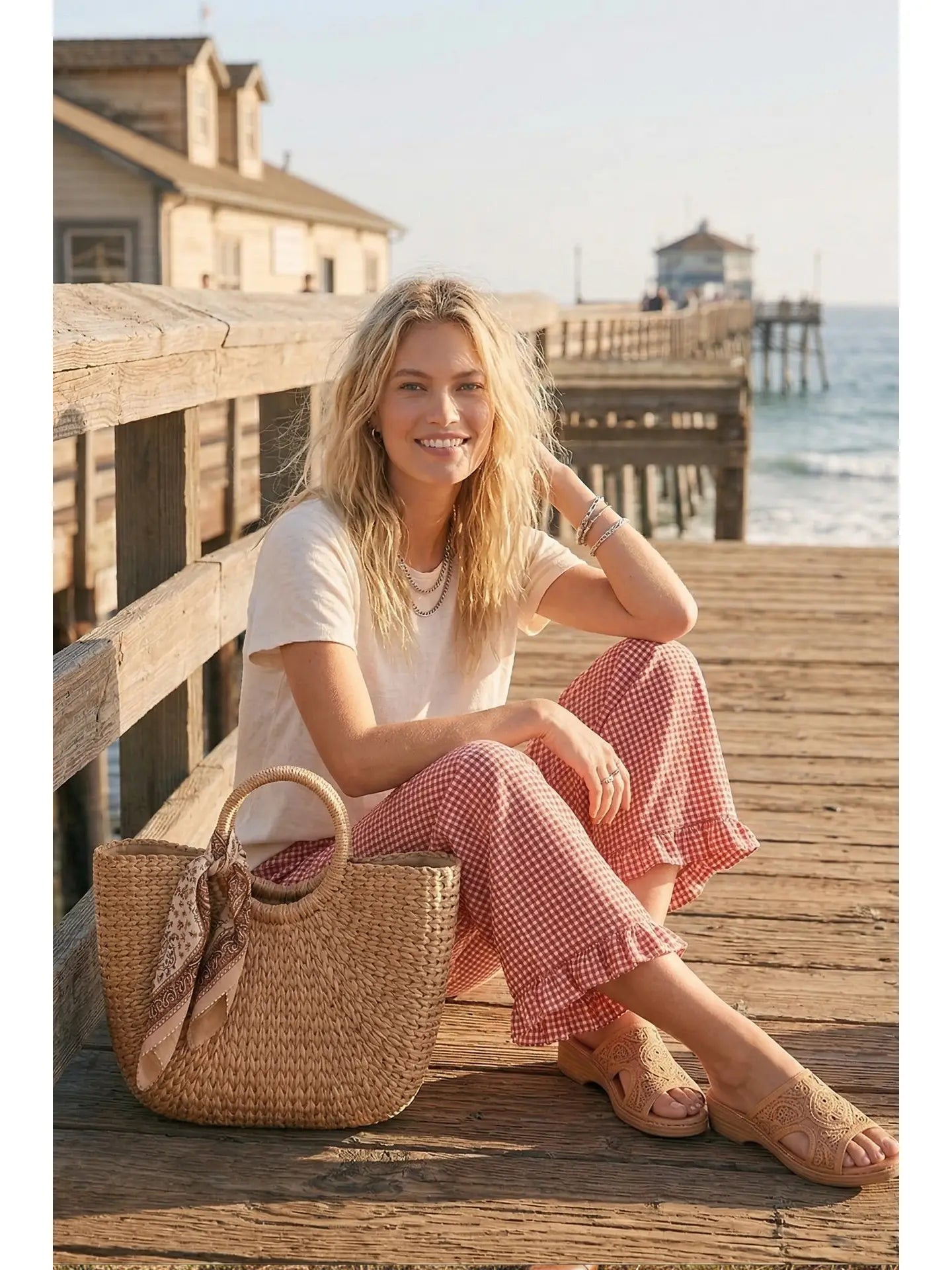 Gingham Drawstring Pants