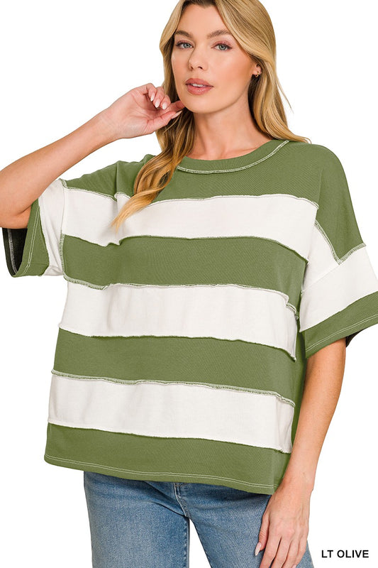 French Terry Striped Top