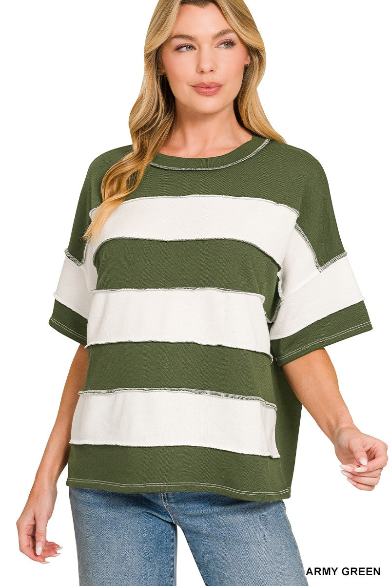 French Terry Striped Top