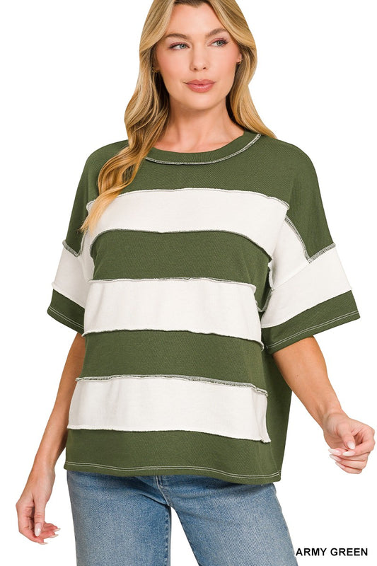 French Terry Striped Top