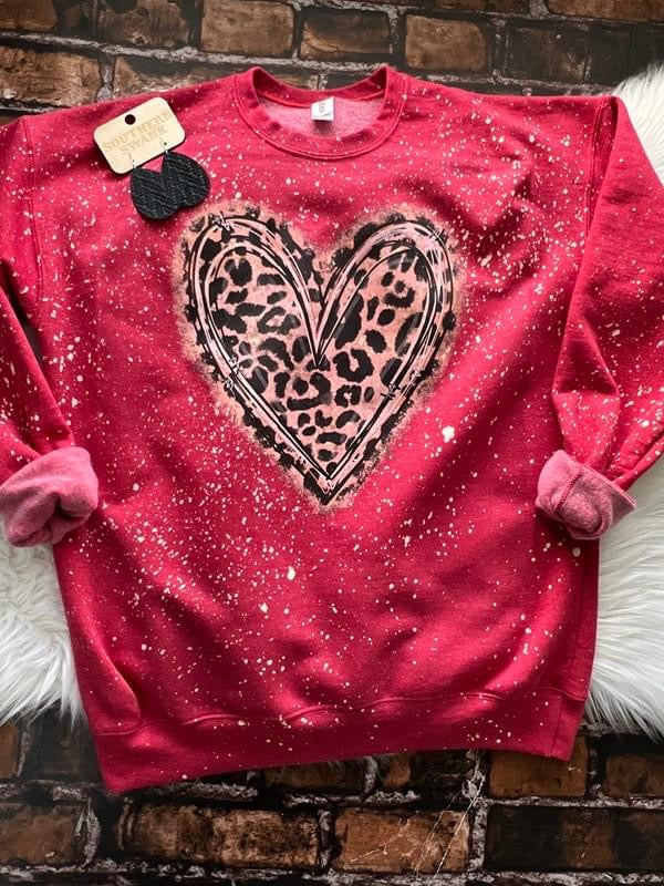 Distressed Leopard Heart Sweatshirt - Milly's Boutique
