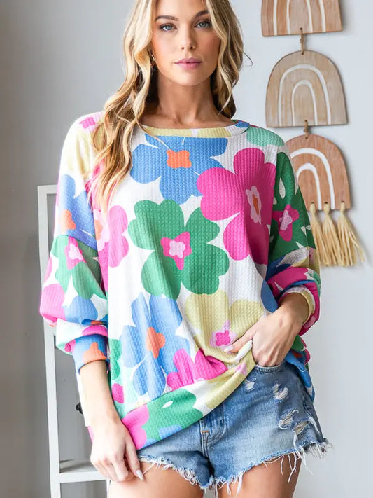 Wesley Floral Oversized Plus Pullover - Milly's Boutique