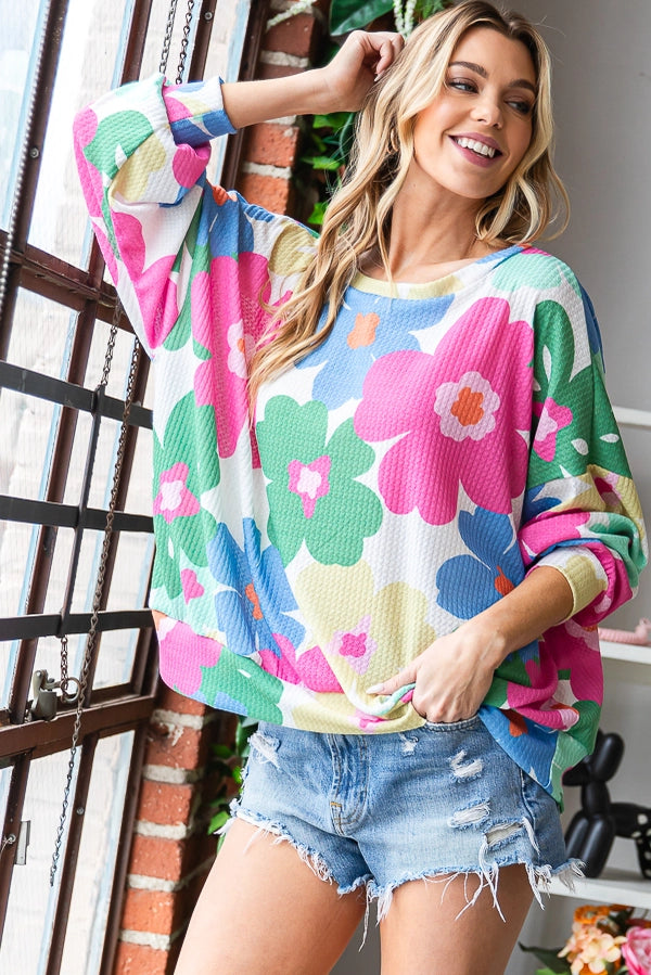 Wesley Floral Oversized Pullover - Milly's Boutique