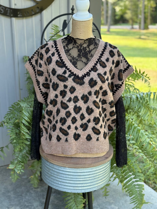 Leopard Sweater Vest