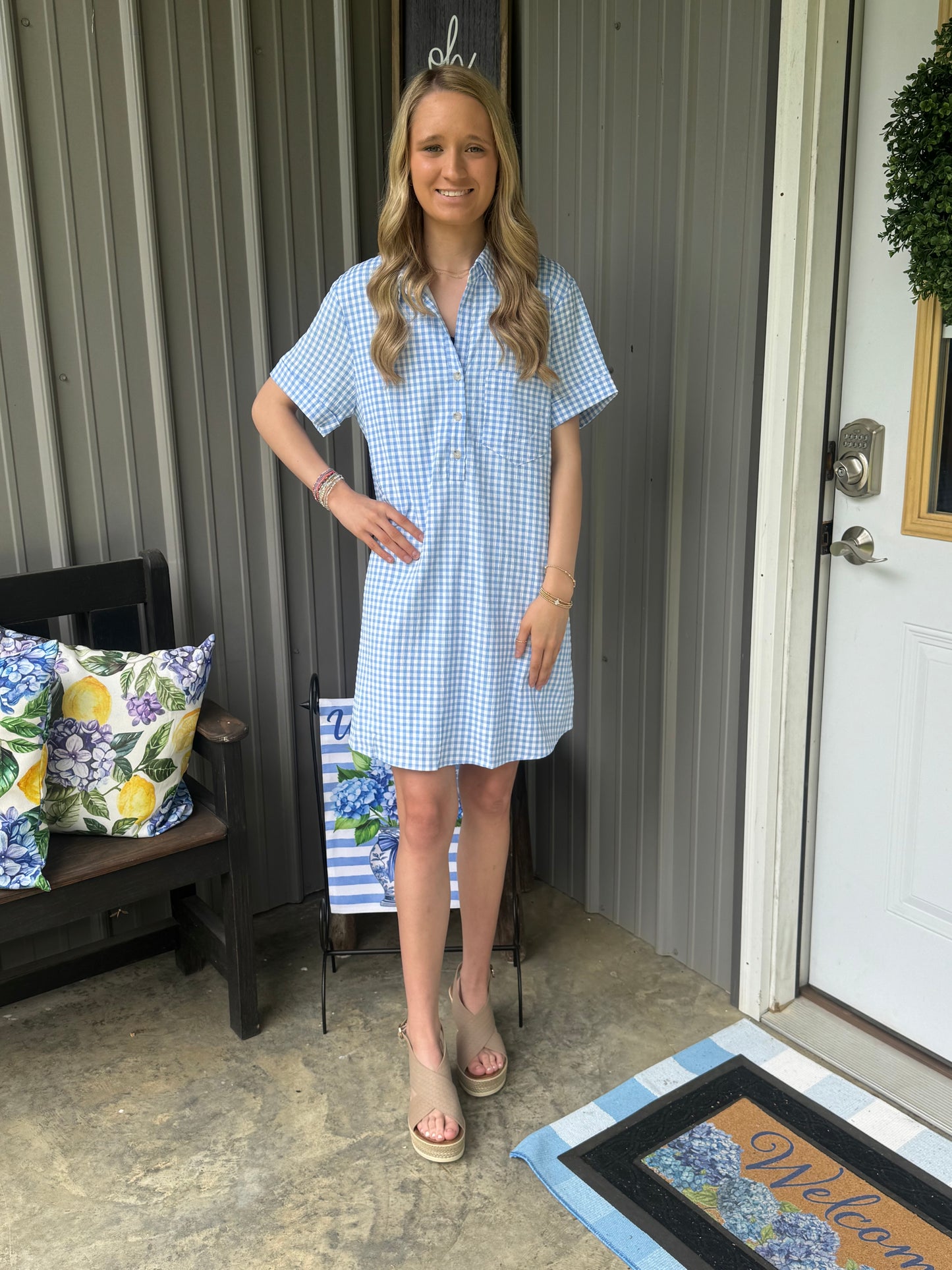 Dale Gingham Easy Shirt Pocket Dress
