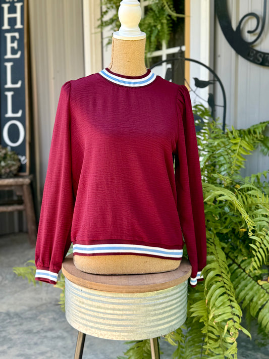 Sid Striped Trim Top
