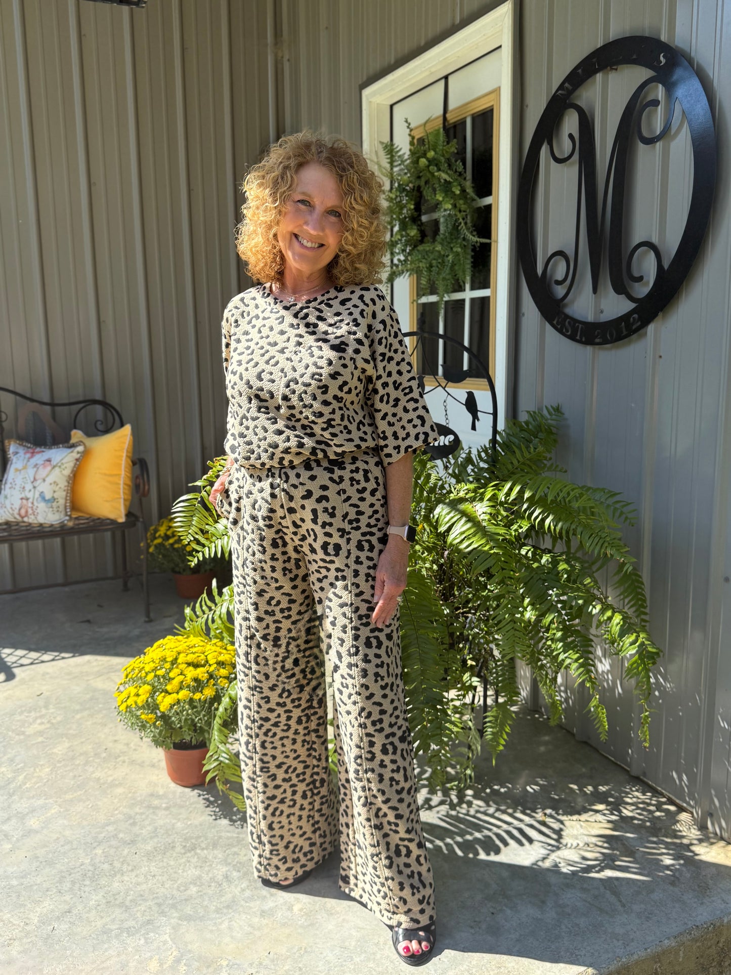 Textured Leopard Knit Pants