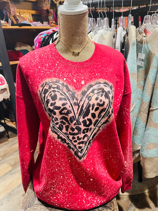 Distressed Leopard Heart Sweatshirt - Milly's Boutique