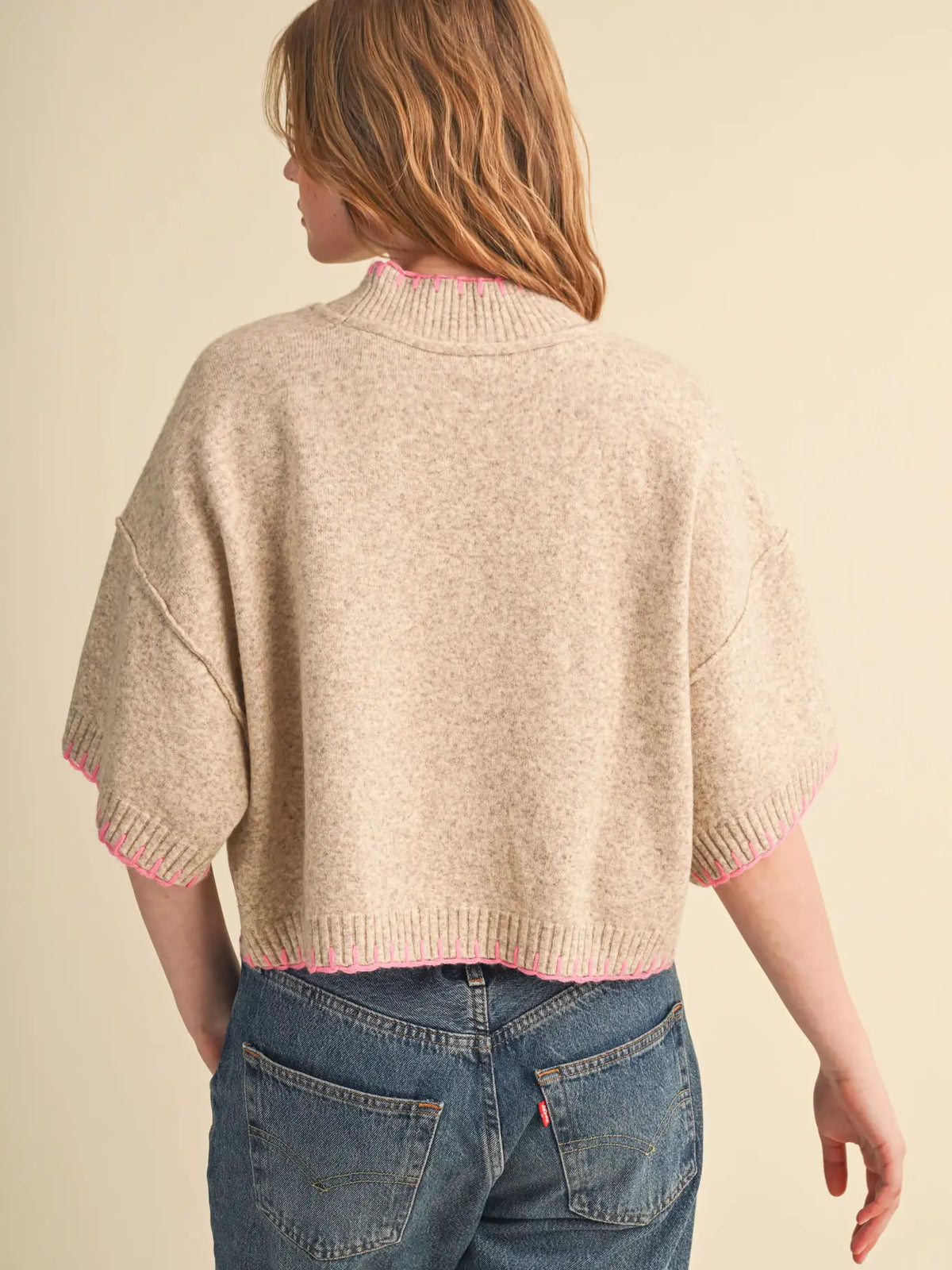 Marley Blanket Stitch Short Sleeve Sweater