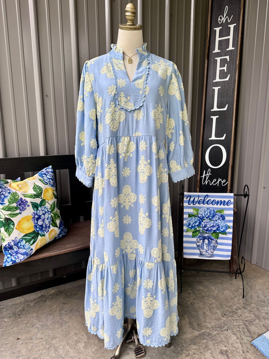 Ella Floral Baroque Floral Midi Dress