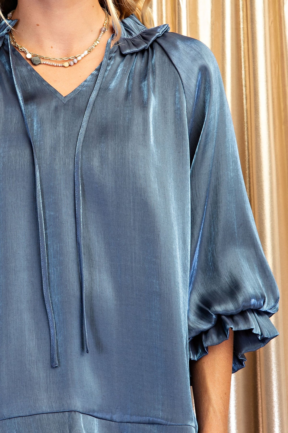 Josie Shimmery Scalloped Edged Blouse