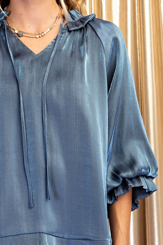 Josie Shimmery Scalloped Edged Blouse