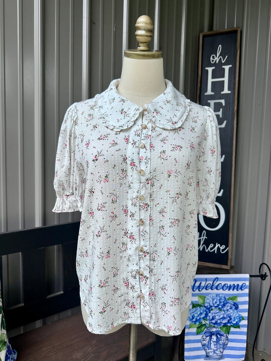 Amy Floral Print Peter Pan Collar Top