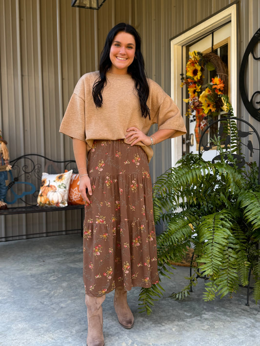 Stacey Floral Midi Tiered Skirt
