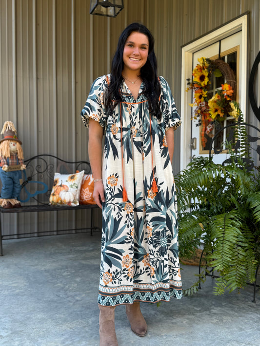 Jenna Boho Style Midi Dress