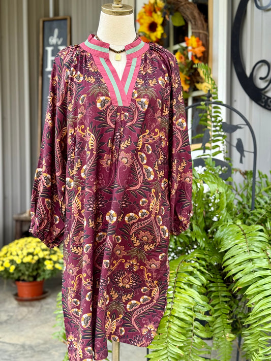 Jane Floral Collard Plus Dress