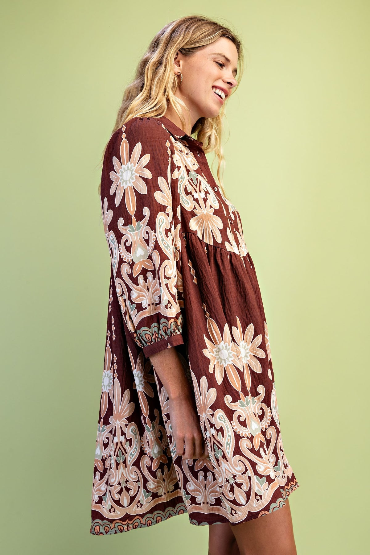 Demi Boho Print Shirt Dress