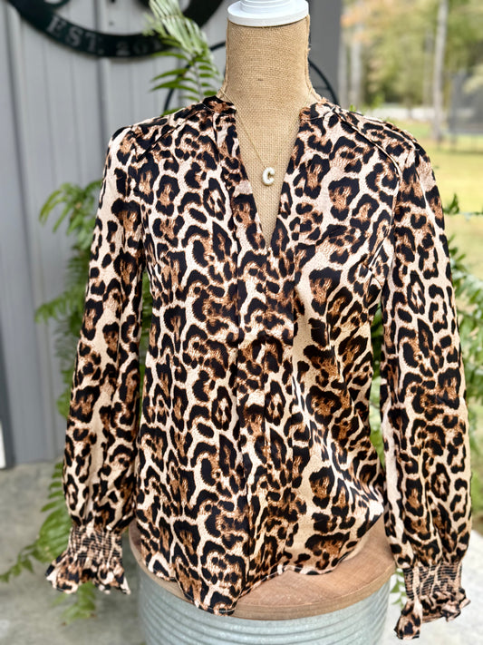 Marian Leopard Henly Blouse
