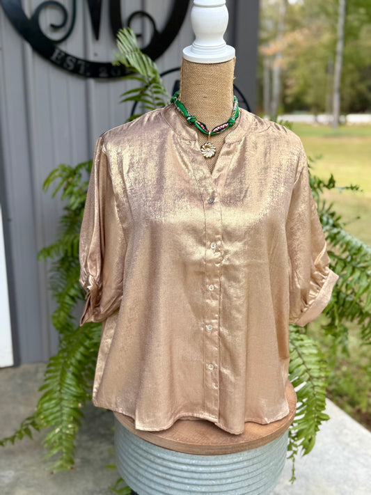 Shelly Metallic Woven Top