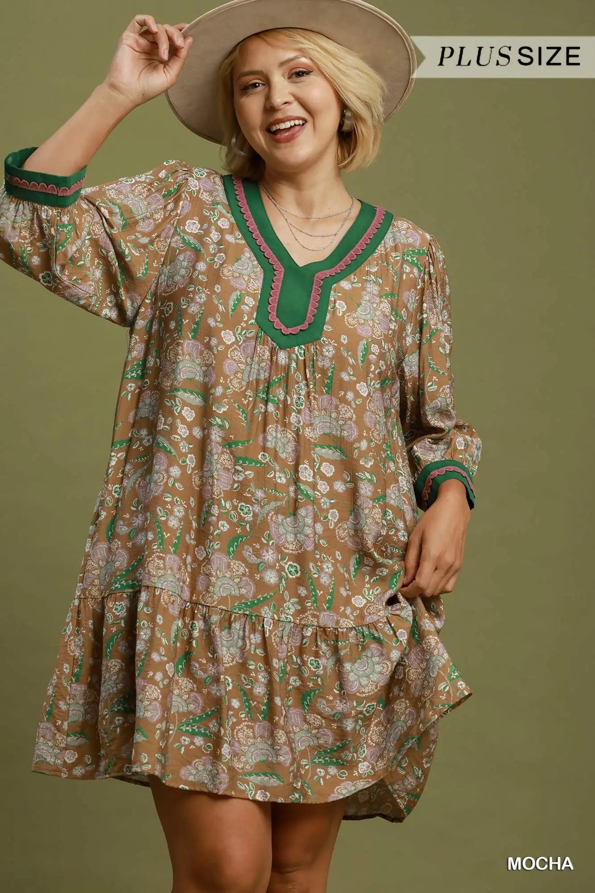 Boho Floral Tiered Plus Dress