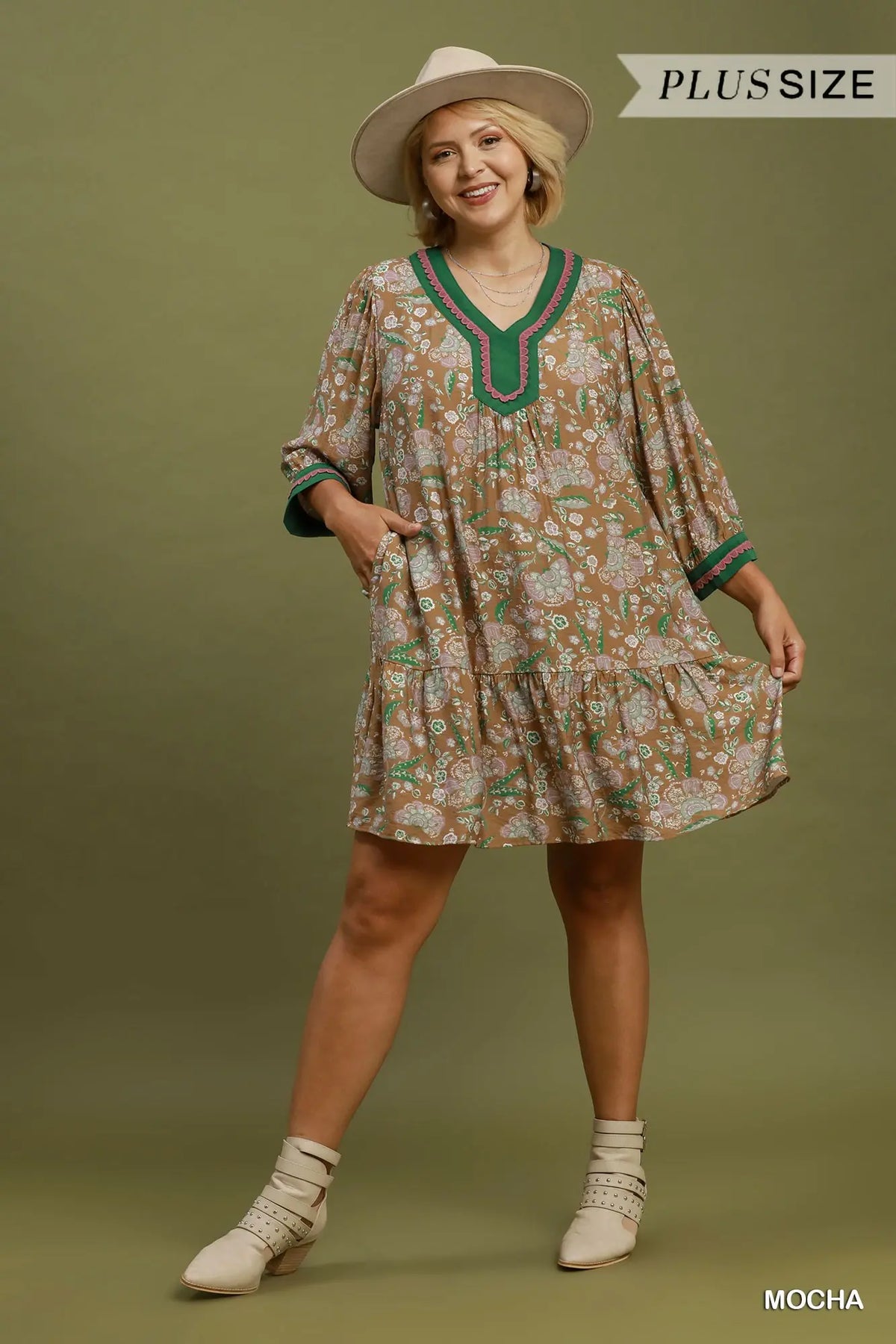 Boho Floral Tiered Plus Dress