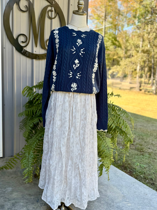 Burnout Floral Vintage Skirt