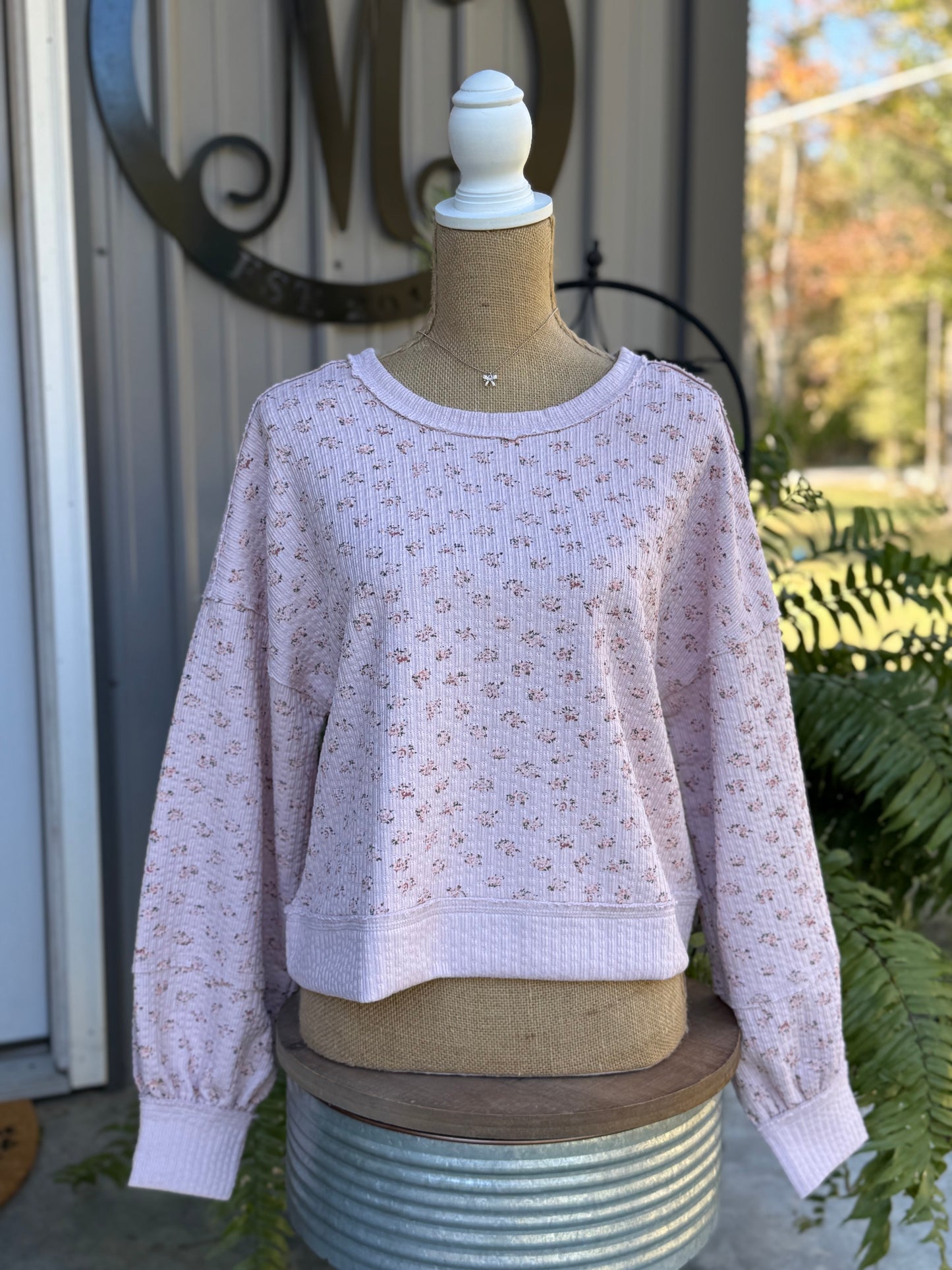 Floral Printed Casual Knit Top: