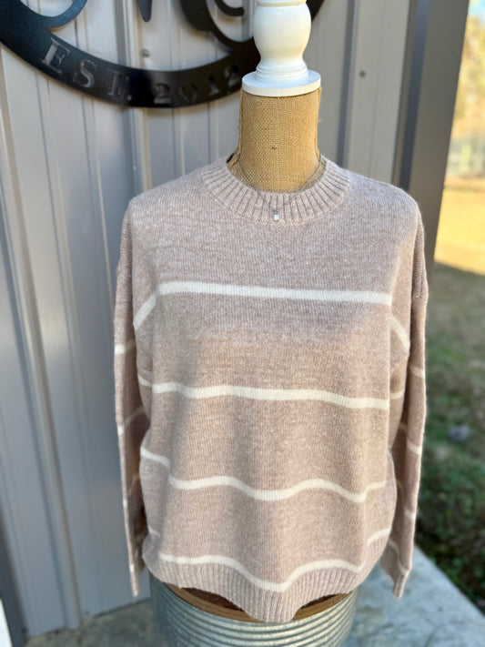 STRIPED FUZZY SWEATER