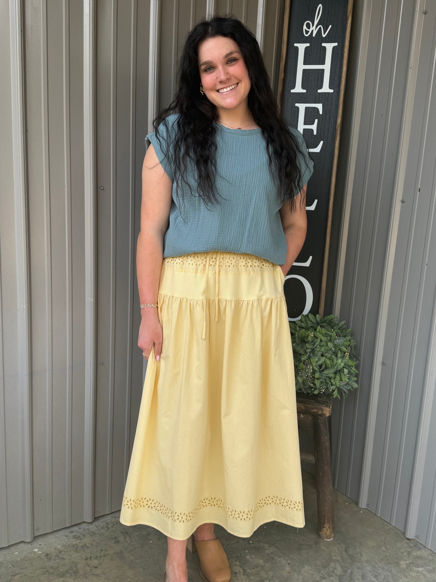 Eyelet Maxi Skirt