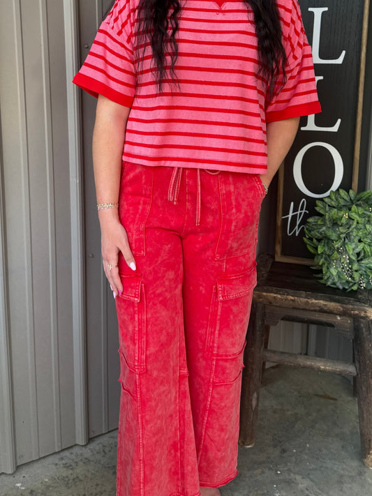 Mineral Washed Terry Cargo Pants