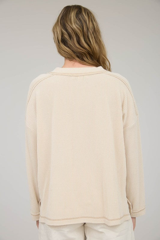 Carly Crew Neck Ribbed Top
