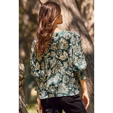 Boho Green Wave Plus Top